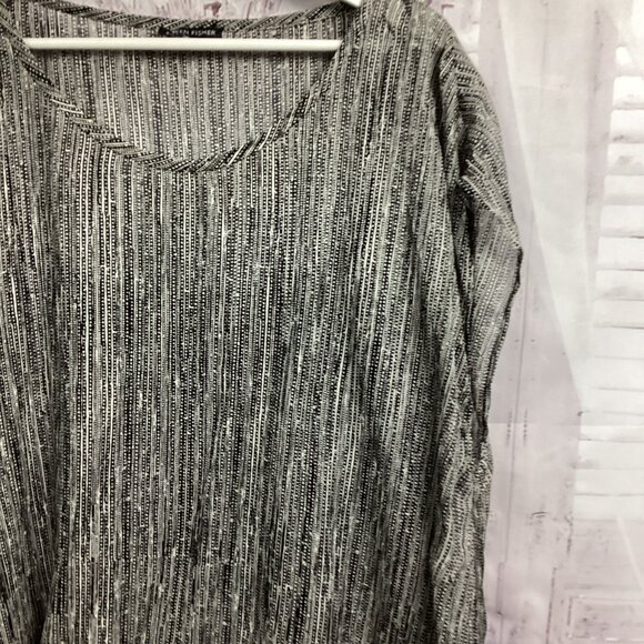 Eileen Fisher Silk Top Marbled Black Sheer w/ Silk black Tank XL - Picture 3 of 11